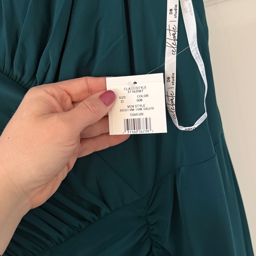 Sleeveless Teal V-Neck Drape Maxi Dress - Picture 3 of 6
